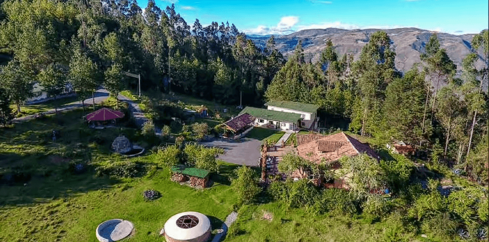 Drone shot at Gaia Sagrada Ayahuasca Retreat Cuenca Ecuador