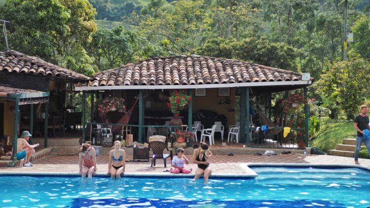 The swimming pool at Ayahuasca in Colombia retreat in Fredonia Colombia.