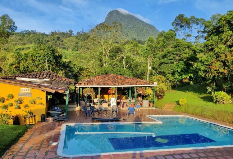 The swimming pool at Lawayra Ayahuasca retreat in Fredonia Colombia.