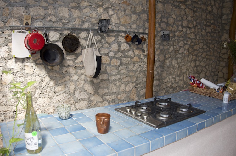The kitchen at Bluaya Psilocybin Retreat in Playa del Carmen, Mexico