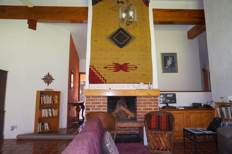 Fireplace in the common area at Iboga Quest Tepoztlán Ibogaine Retreat Mexico