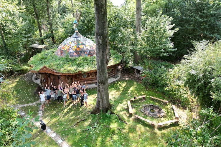 Outside view of the nature temple at Earth Awareness Psilocybin Retreat in Teuge, Netherlands