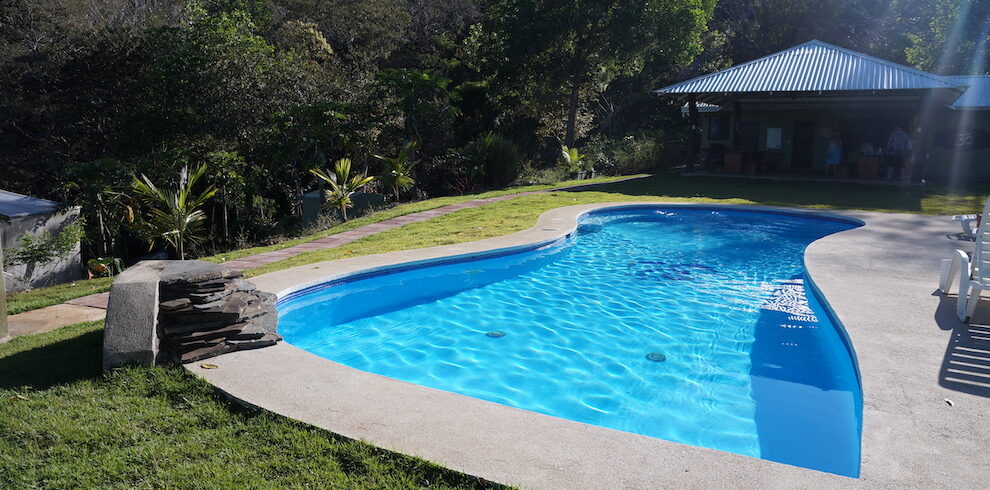 The swimming pool at Om Jungle Medicine Ayahuasca Retreat in Samara, Guanacaste, Costa Rica