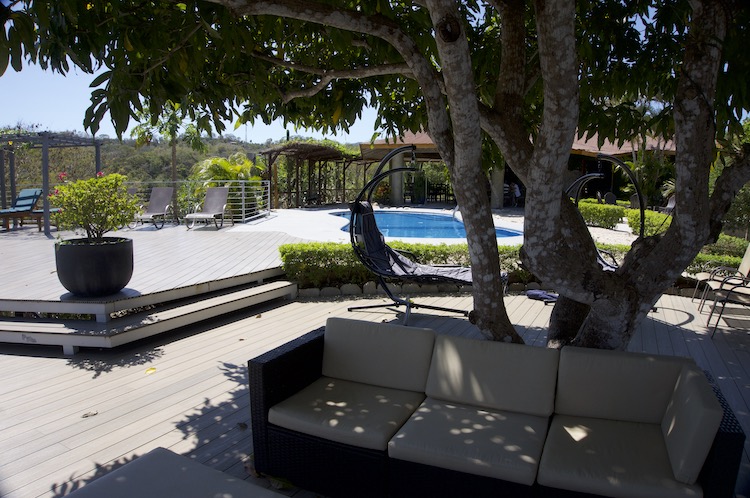 View of the outdoor common space at Soltara Healing Center Ayahuasca Retreat in Paquera, Costa Rica