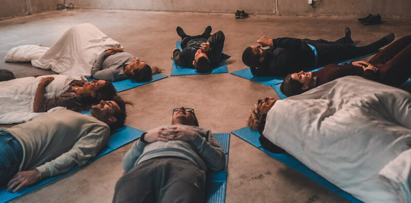 Laying in ceremony at True Nature psilocybin retreat Amsterdam Netherlands