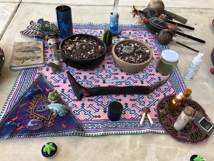 Ceremonial artificats at Tulumination Peyote Retreat in Tulum, Quintana Roo, Mexico