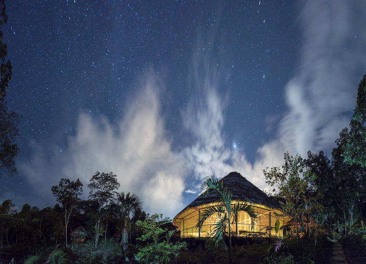 The night sky at Temple of the Way of Light Ayahuasca Retreat in Iquitos, Loreto, Peru