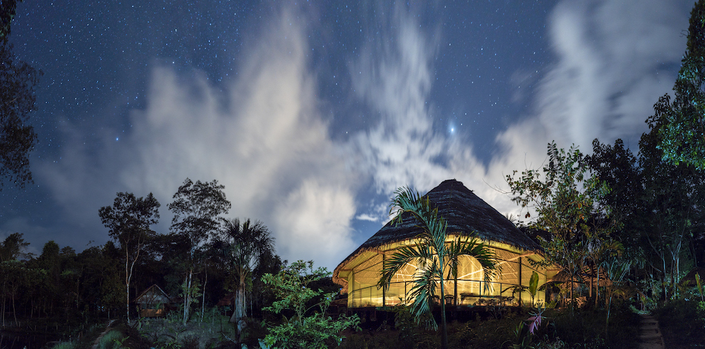 the night sky at Temple of the Way of Light Ayahuasca Retreat in Iquitos, Loreto, Peru