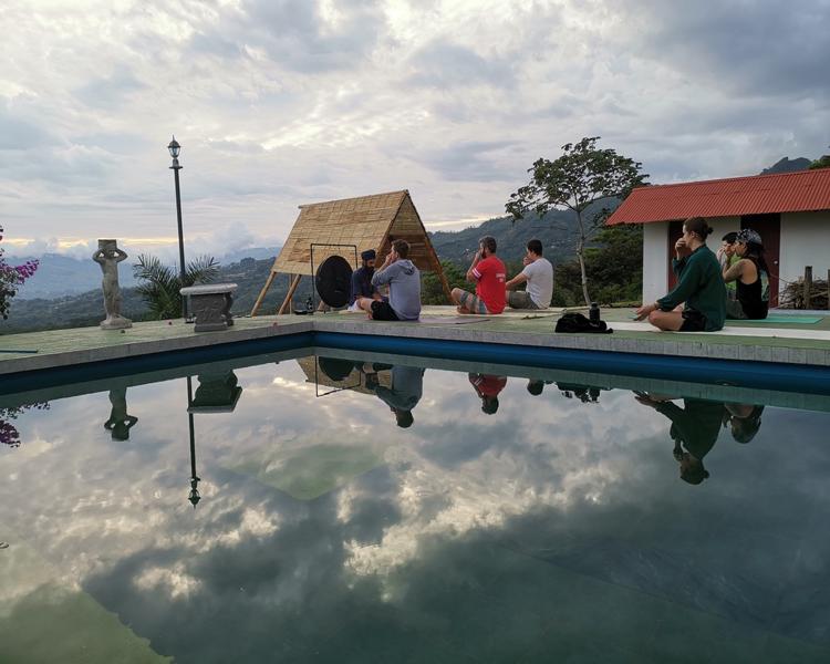 Pool side yoga class at Ayahuasca Costa Rica at San Isidro De el General