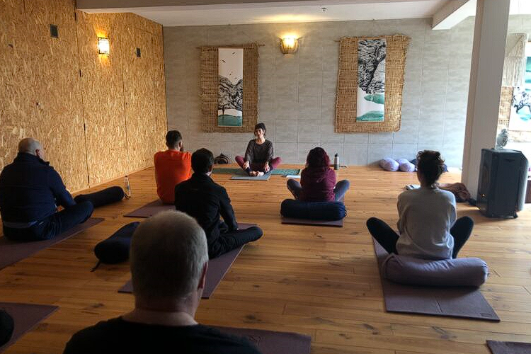 The yoga studio at Intuitive Kasham Psilocybin Retreat Faro Portugal