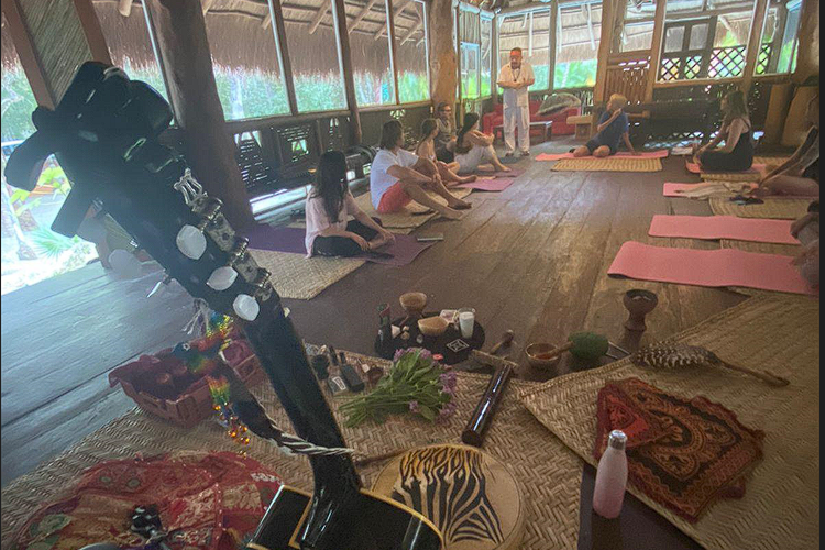 Yoga class at Life Synergy Psilocybin Retreat Playa del Carmen Mexico