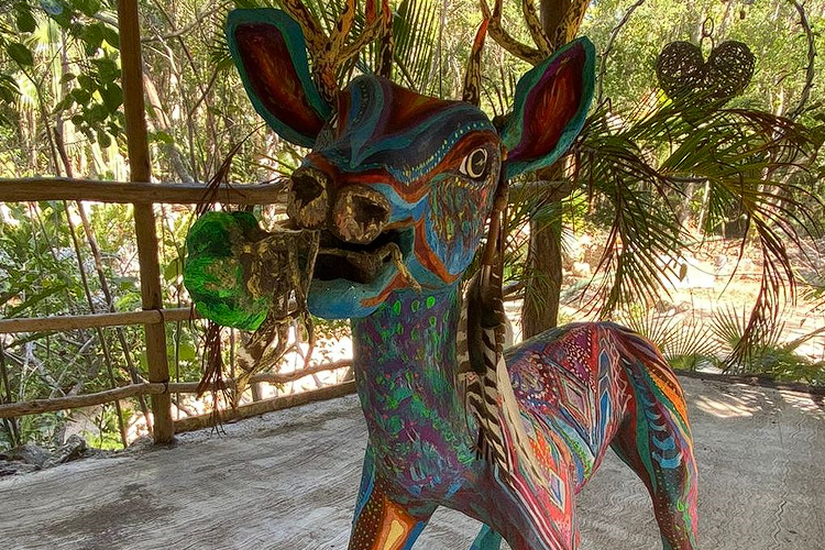 The Deer statue at Ayahuasca ceremony at Xanga Guru Ayahuasca Retreat in Puerto Morelos, Mexico