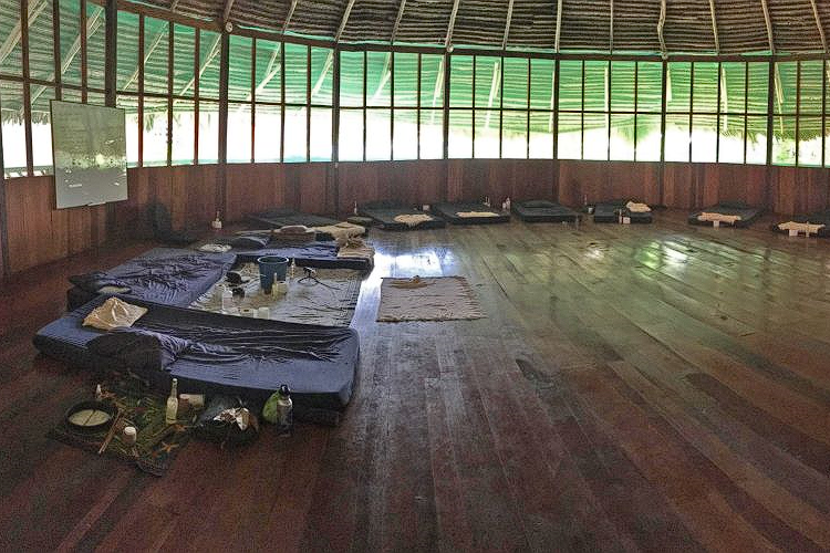 A building for maloca healing process at Ayahuasca Foundation Retreat Iquitos Peru