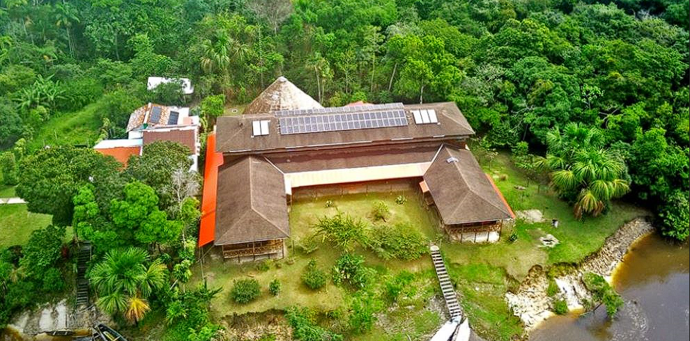 A beautiful drone shot at Ayahuasca Foundation Retreat Iquitos Peru