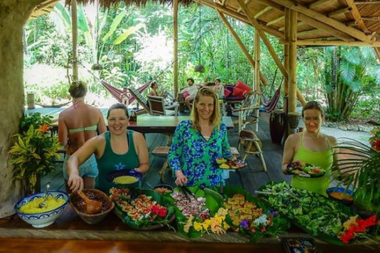Sharing laughter, stories, and delicious meals as we savor the joy of togetherness here at Shanti Wasi 3-Day Ayahuasca Retreat in Carbonera, Costa Rica