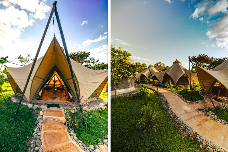Discover the perfect blend of adventure and luxury with our modern tented base camp, featuring 14 stylishly configured tents amidst nature's embrace here at Holos Global Retreat in San José, Costa Rica