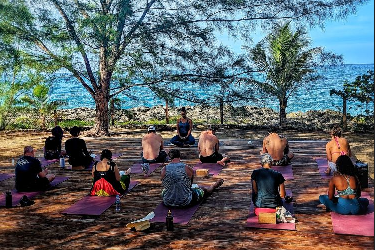 Embarking on a collective journey of serenity and self-discovery. In the heart of a yoga ceremony, we weave a tapestry of unity, breath, and mindfulness. Join the flow, feel the energy, and embrace the essence of a shared yoga journey here at ONE Retreats Psilocybin Retreats in West End, Negril, Jamaica.