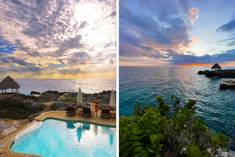 Double the delight: A harmonious blend of ocean waves and poolside serenity. Dive into the lap of luxury where the azure ocean meets the crystal-clear pool waters. Two snapshots, one breathtaking experience. Indulge in the beauty of dual horizons at our seaside retreat here at ONE Retreats Psilocybin Retreats in West End, Negril, Jamaica.