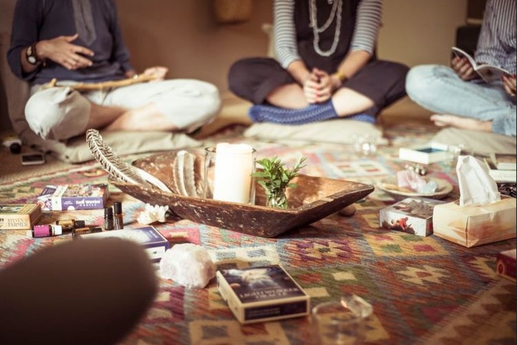Sacred Space, Sacred Rite: Capturing the Moment of Unity and Transformation during the Studio Ceremony here at Medicine Woman Psilocybin Retreats Colorado, United States.